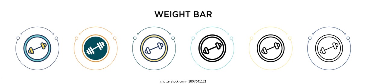 Weight bar icon in filled, thin line, outline and stroke style. Vector illustration of two colored and black weight bar vector icons designs can be used for mobile, ui, web