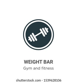 Weight bar vector icon on white background. Flat vector weight bar icon symbol sign from modern gym and fitness collection for mobile concept and web apps design.