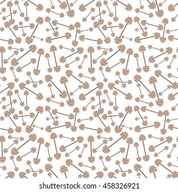 Weight barbell chaos seamless pattern on white background.