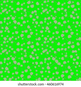 Weight barbell chaos seamless pattern on bright green background