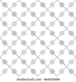Weight barbell seamless pattern on white background.