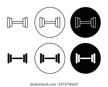 Weight Barbell Vector Icon Set. Lifting Sign in Black Filled and Outlined Style.