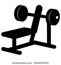 Weight bench with barbell isolated on white background