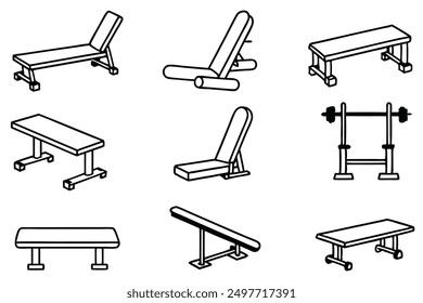 Weight Bench Line Art Modern Illustration for Exercise Routines