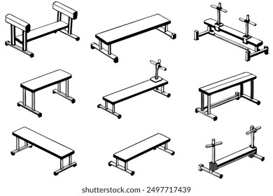 Weight Bench Line Art Sleek Design for Strength Training Equipment