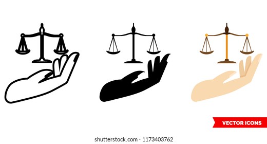 Weight care icon of 3 types: color, black and white, outline. Isolated vector sign symbol.