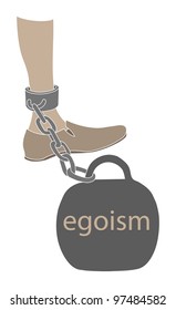 the weight chained by a circuit to a human leg on white background