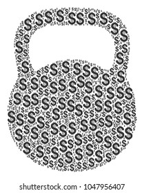 Weight collage of dollars. Vector dollar currency pictograms are organized into weight mosaic.