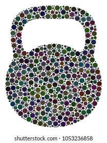 Weight collage of filled circles in different sizes. Vector filled circles are united into weight illustration.