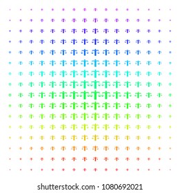 Weight Comparing Person icon spectral halftone pattern. Vector weight comparing person pictograms organized into halftone grid with vertical spectrum gradient. Designed for backgrounds,