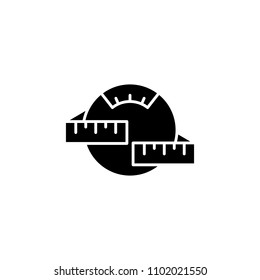 Weight control black icon concept. Weight control flat  vector symbol, sign, illustration.
