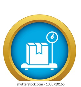 Weight delivery box icon blue vector isolated on white background for any design