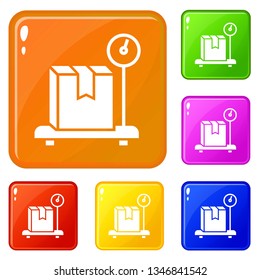 Weight delivery box icons set collection vector 6 color isolated on white background