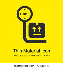 Weight of delivery package on a scale bright yellow material minimal icon or logo design