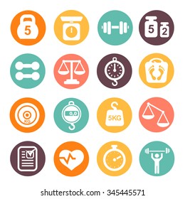 weight diet and fitness colored  icon set