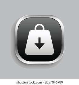weight down icon design. Glossy Button style rounded rectangle isolated on gray background.. Vector illustration