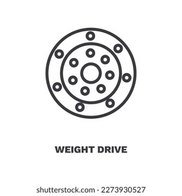 icono de la unidad de peso. Icono de la unidad de peso delgado de la colección Fitness and Gym. Vector de contorno aislado en fondo blanco. El símbolo de la unidad de peso modificable se puede usar en la web y en el móvil