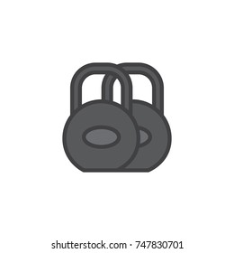 Weight filled outline icon, line vector sign, linear colorful pictogram isolated on white. Dumbbells symbol, logo illustration. Pixel perfect vector graphics