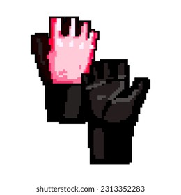 weight fitness gloves game pixel art retro vector. bit weight fitness gloves. old vintage illustration