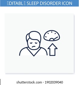 Weight gain line icon. Sleep disorder, stress symptom. Healthy sleeping concept. Metabolism problem. Dietology. Health care. Isolated vector illustration. Editable stroke 