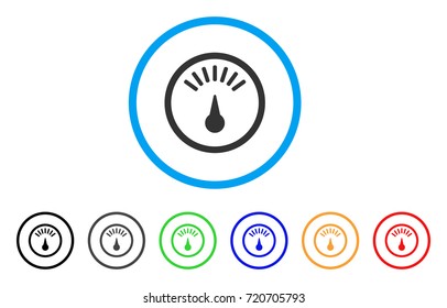 Weight Gauge rounded icon. Style is a flat weight gauge gray symbol inside light blue circle with black, gray, green, blue, red, orange variants. Vector designed for web and software interfaces.