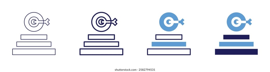 Weight goal icon in 4 different styles. Thin Line, Line, Bold Line, Duotone. Duotone style. Editable stroke.