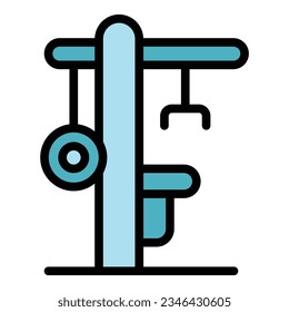 Weight gym bench icon outline vector. Fitness exercise. Workout training color flat