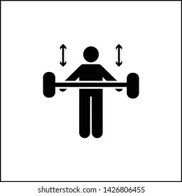 Weight gym man barbell with arrow pictogram