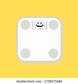 peso con cara feliz. Ilustración vectorial de la máquina de ponderación feliz