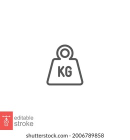 Weight heavy kg icon. Dumbbell Simple KG kilogram Scale. Heavy mass for exercise element Gym business concept outline style. Editable stroke vector illustration design on white background. EPS 10