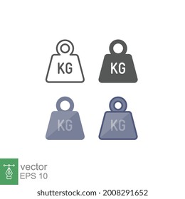 Weight heavy kg icon. Dumbbell Simple KG kilogram Scale. Heavy mass for exercise element Gym business. Solid, flat, filled, outline style. vector illustration design on white background. EPS 10