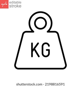 Weight heavy kg icon. Dumbbell Simple KG kilogram Scale. Heavy mass for exercise element Gym business concept outline style. Editable stroke vector illustration design on white background. EPS 10