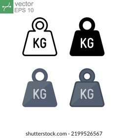 Weight heavy kg icon. Dumbbell Simple KG kilogram Scale. Heavy mass for exercise element Gym business. Solid, flat, filled, outline style. vector illustration design on white background. EPS 10