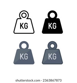 Weight heavy kg icon. Dumbbell Simple KG kilogram Scale. Heavy mass for exercise element Gym business concept outline style. Editable stroke vector illustration design on white background. EPS 10