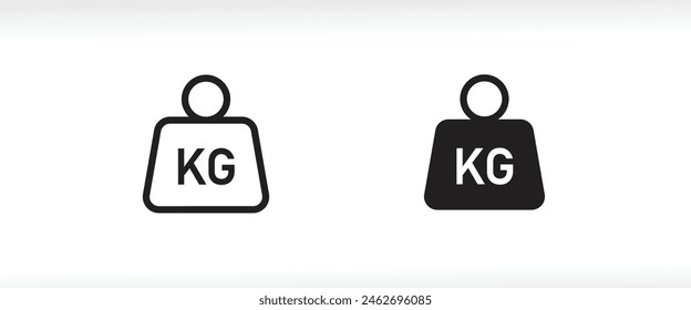 Peso pesado kg icono. Mancuerna Simple KG kilogramo Escala. Masa pesada para elemento de ejercicio Línea de negocio del gimnasio y conjunto de iconos planos, trazo editable aislado en blanco, ilustración lineal de contorno de Vector