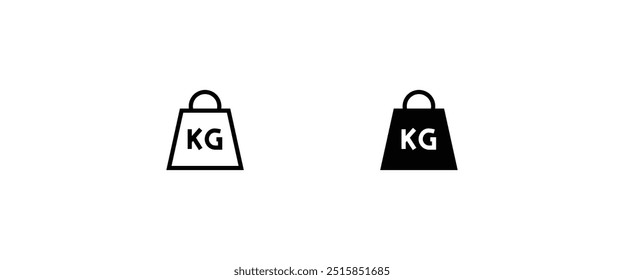 Peso pesado kg icono. Dumbbell Simple KG kilogramo Escala. Masa pesada para elemento de ejercicio Línea de negocios de gimnasio e iconos planos establecidos, trazo editable aislado en blanco, ilustración de contorno de Vector lineal