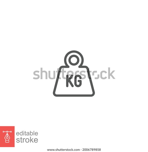 Weight heavy kg icon. Dumbbell Simple KG kilogram\
Scale. Heavy mass for exercise element Gym business concept outline\
style. Editable stroke vector illustration design on white\
background. EPS 10