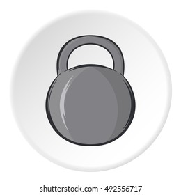 Weight icon in cartoon style isolated on white circle background. Sport symbol vector illustration