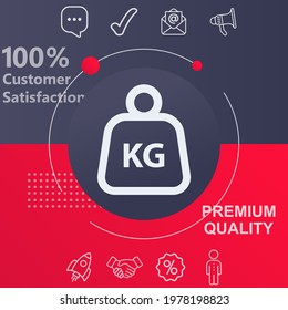 Weight icon. Customize your design with a navy and red colored background template