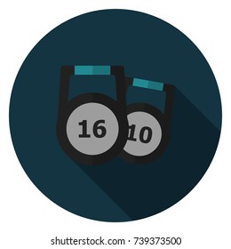 Weight icon. Illustration in flat style. Round icon with long shadow.