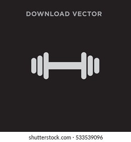 Weight icon illustration isolated vector, cross-bar sign or barbell symbol on black background