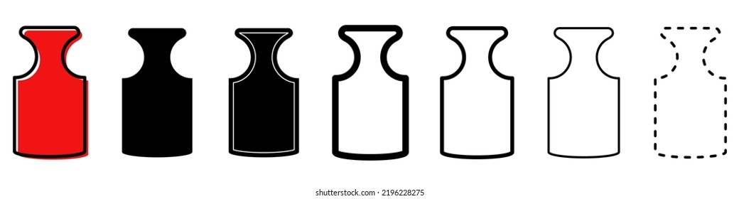 Weight icon. Kettlebell icons. Kg weight logo. Set of different icons of kettlebell. Vector illustration.