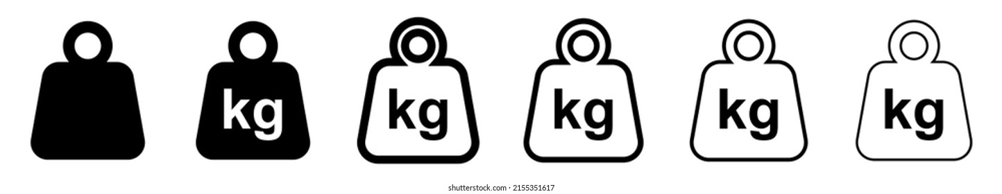 Icono de peso. Logo de Kg. Iconos de Kettlebell. Juego de timbre diferente. Ilustración vectorial.