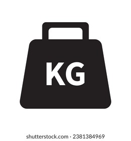 Weight icon. Kilogram dumbbell vector. Gym concept. KG measure mass symbol. 