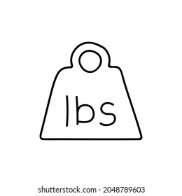 Gewichtssymbol, Messsymbol im flachen schwarzen Strichformat, einzeln auf weißem Hintergrund 