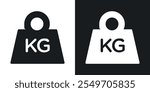 Weight icon pack in black color.