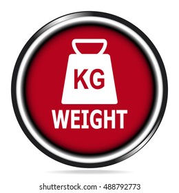 Weight icon red button, symbol vector illustration