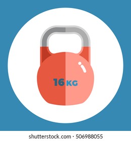 Weight icon. Red weight on a blue background. Sports Equipment. Vector Illustration