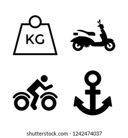 weight icon set about kilogram, cyclist and anchor icon vector set