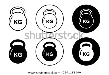 Weight icon set. heavy kg load vector symbol. kilo mass pictogram in black filled and outlined style.